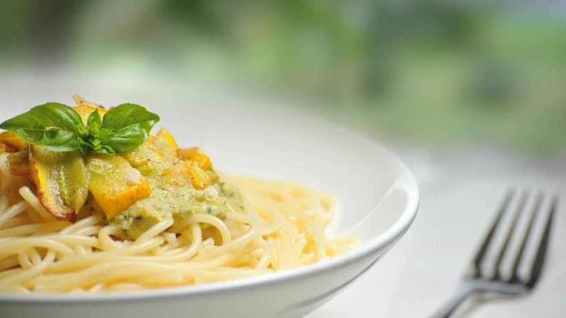 food plate yellow spaghetti